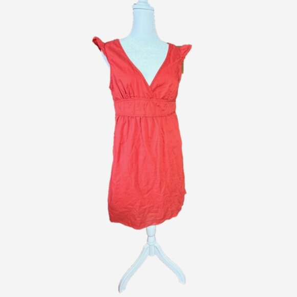 Vintage Y2K Old Navy Orange Gauze V-Neck Sleeveless Mini Sundress Women’s Small - Picture 6 of 7